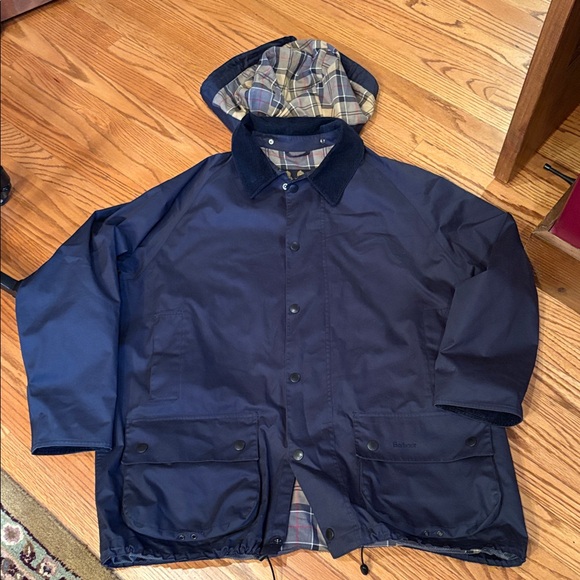 Barbour Other - Vintage Barbour Beaufort Jacket Dark Blue Hooded Raincoat A960 XL